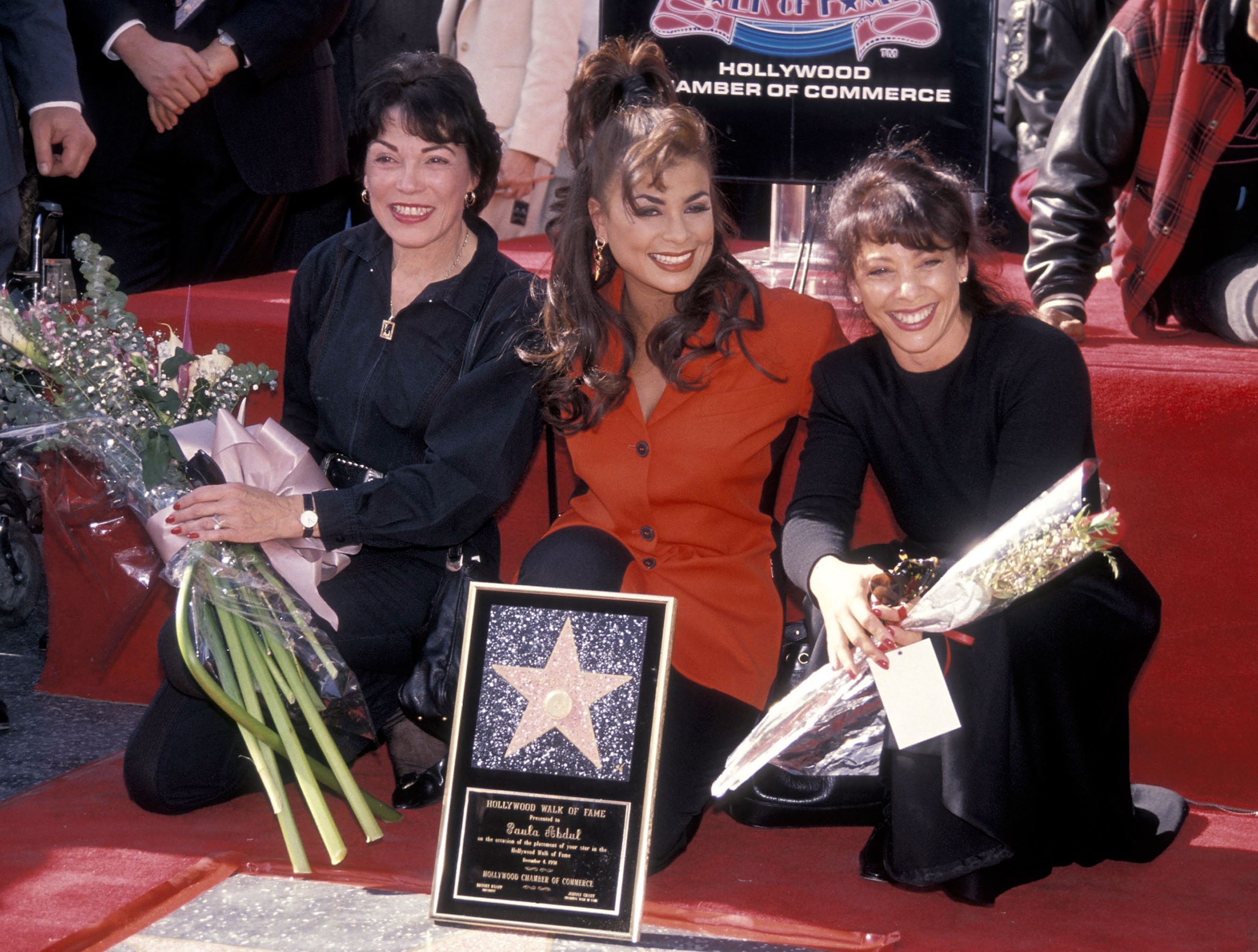 HOLLYWOOD - DECEMBER 4:   Singer Paula Abdul, mother Lorraine Rykiss and sister Wendy Mandel attend the Hollywood Walk of Fame Star Ceremony for Paula Abdul on December 4, 1991 at 7021 Hollywood Boulevard in Hollywood, California. (Photo by )