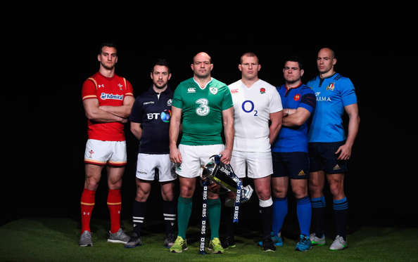 LONDON, ENGLAND - JANUARY 27:  (L-R) Sam Warburton, captain of Wales, Greig Laidlaw, captain of Scotland, Rory Best, captain of Ireland, Dylan Hartley, captain of England, Guilhem Guirado, captain of France and Sergio Parisse, captain of Italy pose durin