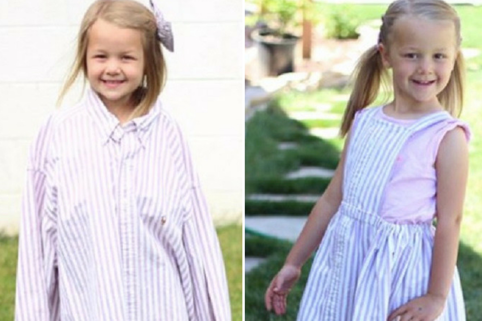turns husband's shirts into dresses