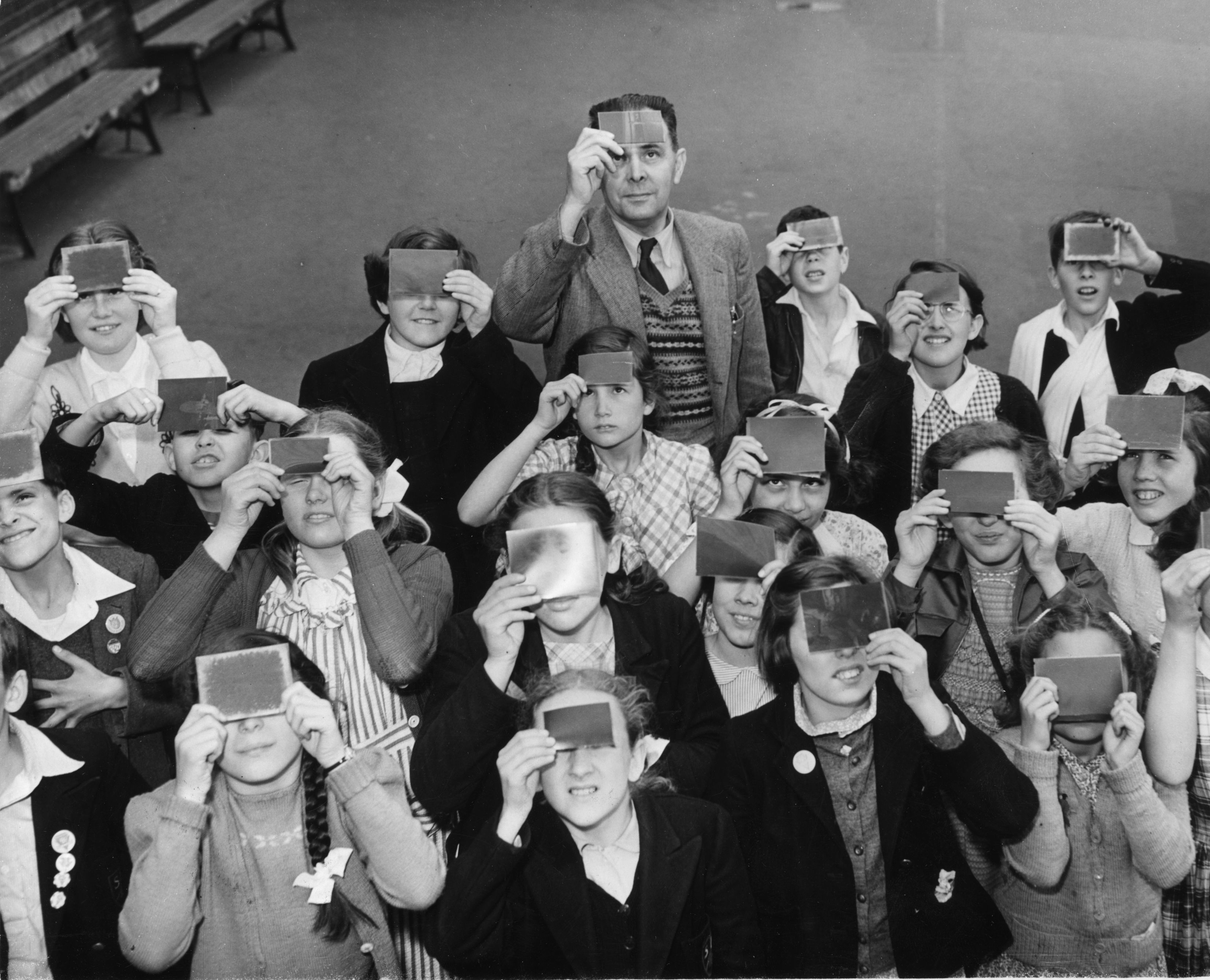 Vintage images eclipse viewing