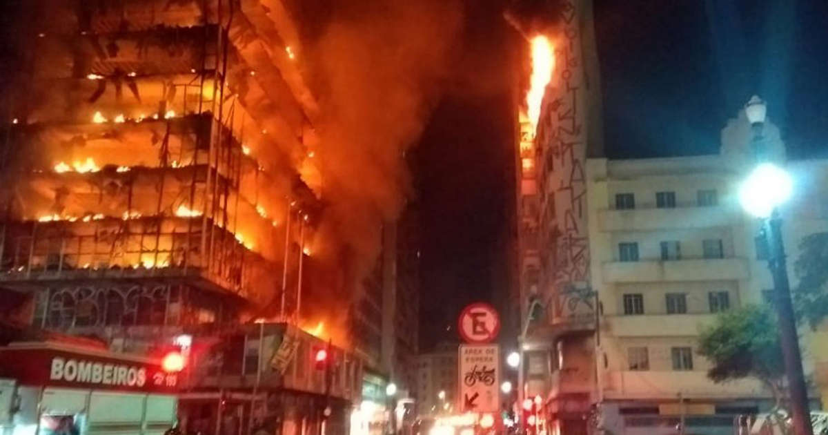 Blazing building collapses in Sao Paulo, 1 dead, 3 missing