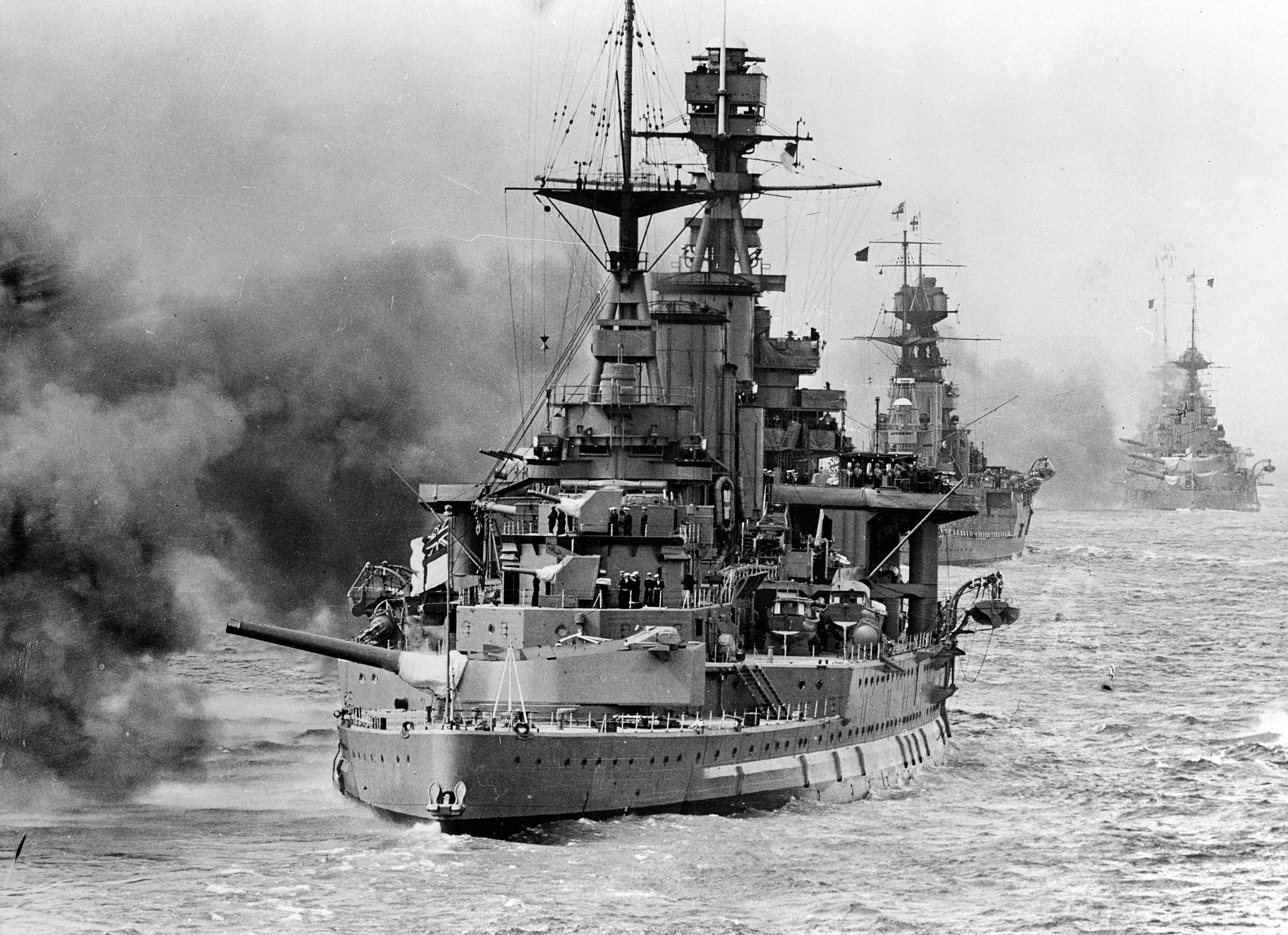 Slide 1 of 80: UNSPECIFIED - CIRCA 1939:  World War II. Manoeuvres of the British Navy in the Channel. The ships "Renown" and "Hood".  (Photo by Albert Harlingue/Roger Viollet/Getty Images)