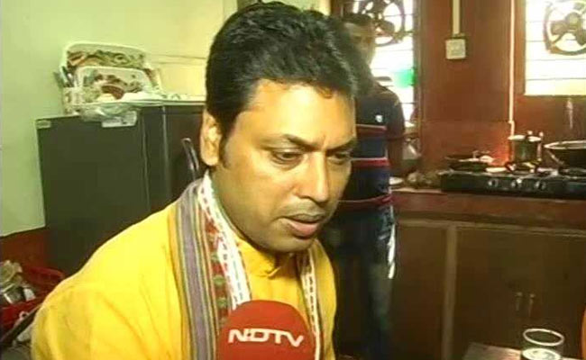 "Wave happiness Tripura," says Biplab