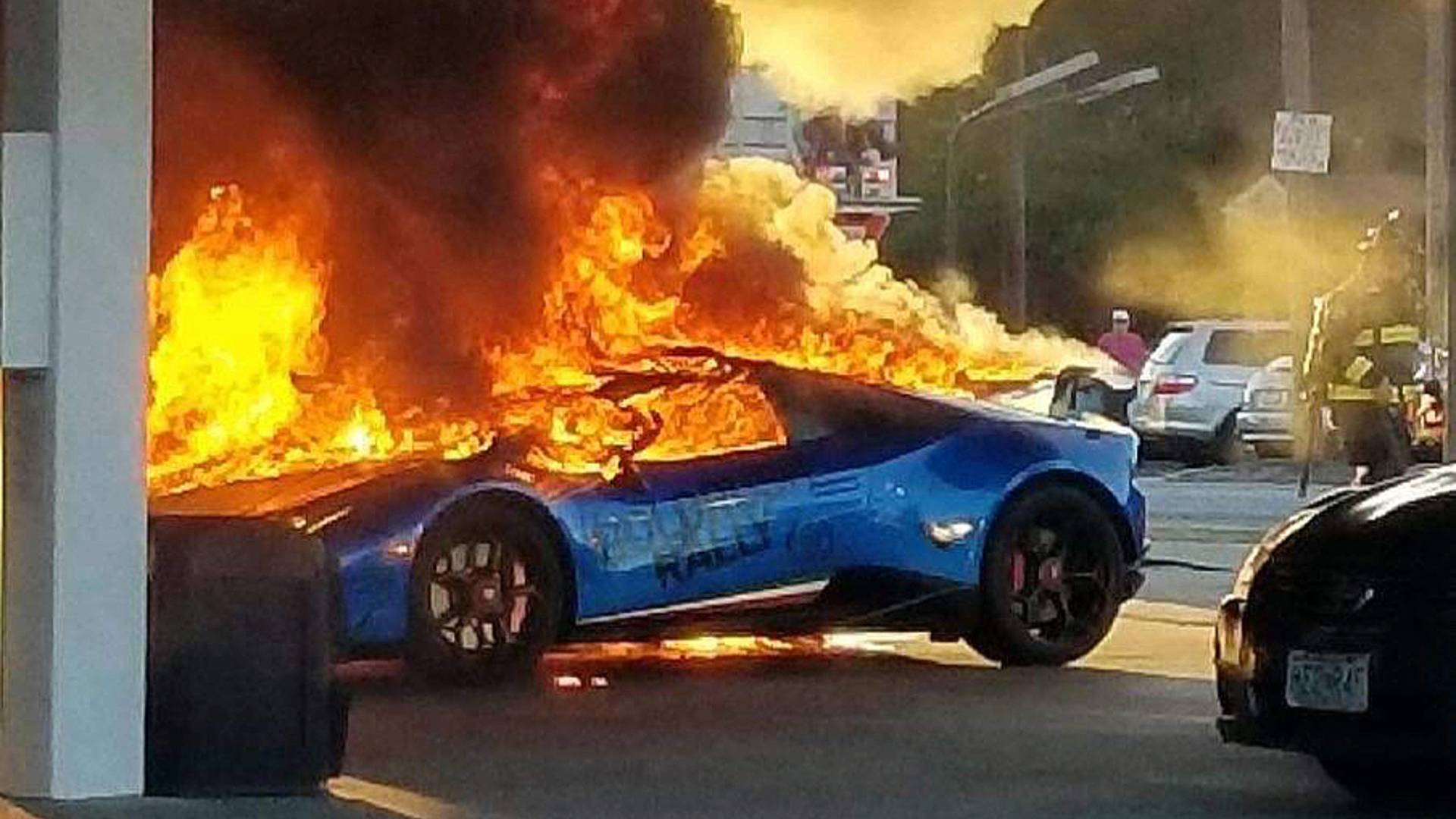 Lamborghini meets fiery demise after