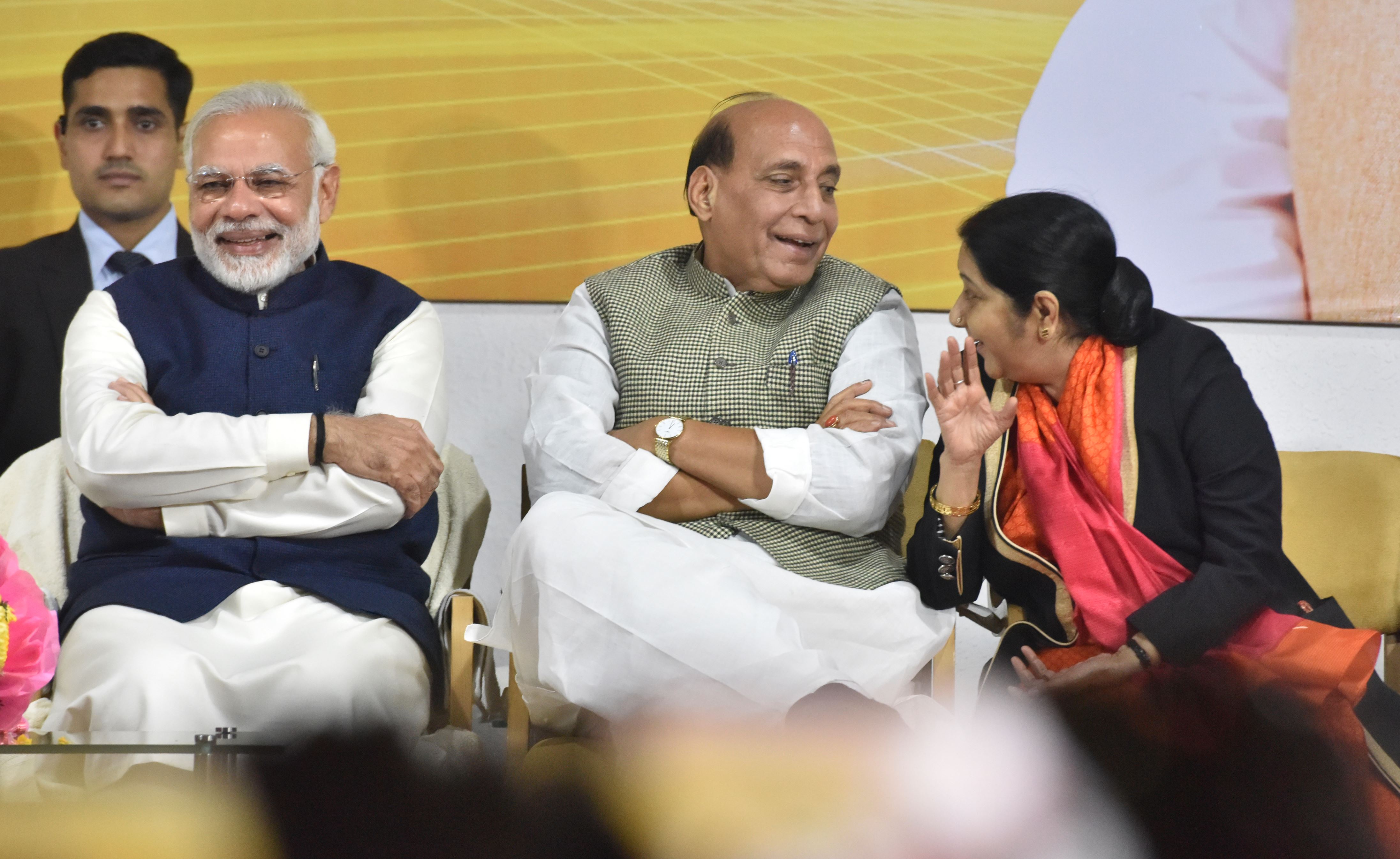 Rajnath breaks silence Sushma's trolling