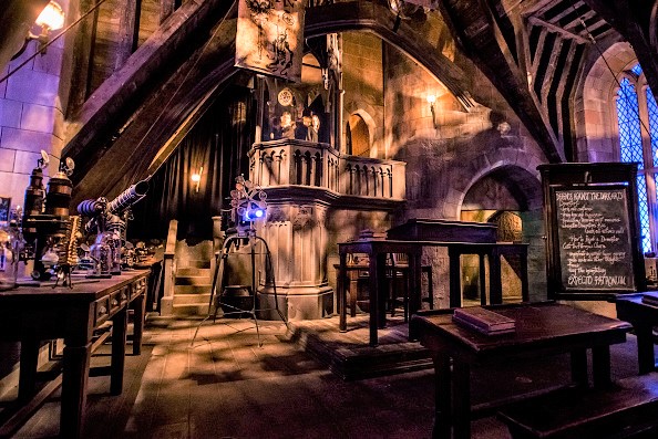 HOLLYWOOD, CA - MARCH 07: The Defence Against the Dark Arts classroom inside Hogwarts castle at The Wizarding World of Harry Potter, the newest attraction at Universal Studios Hollywood. ///ADDITIONAL INFORMATION: HarryPotterUniversal.0401 √ê 3/7/16 √ê LEONARD ORTIZ, ORANGE COUNTY REGISTER - _DSC3575.NEF - a tour of the Wizarding World of Harry Potter, the newest attraction at Universal Studios Hollywood, which opens officially on April 7. Will walk-thru with Alan Gilmore, Supervising Art Director for the attraction, (Photo by Leonard Ortiz/Digital First Media/Orange County Register via Getty Images)