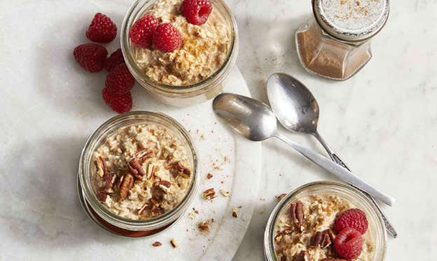 Slide 1 of 20: Overnight oats are the no-cook breakfast staple you didn't know you needed. Prep these recipes before going to bed and wake up to a deliciously creamy breakfast. Recipes like our Cinnamon Roll Overnight Oats and Sriracha, Egg & Avocado Overnight Oats are simple, satisfying ways to kick off your day.