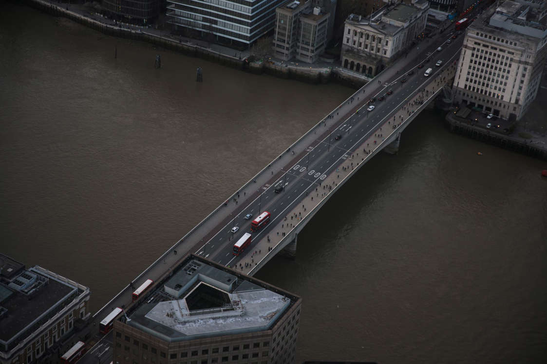 FILE; London Bridge extends across the Thames from the Shard, the tallest building in the European Union, as the sun sets on March 28, 2017 in London,