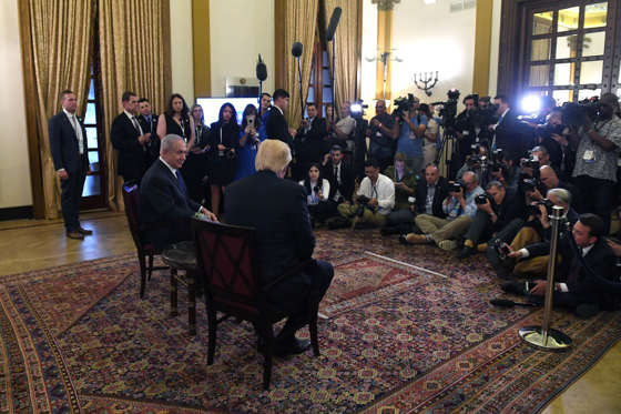 Slide 3 of 51: President Trump meets with Israel Prime Minister Benjamin Netanyahu at the King David Hotel on May 22 in Jerusalem.
