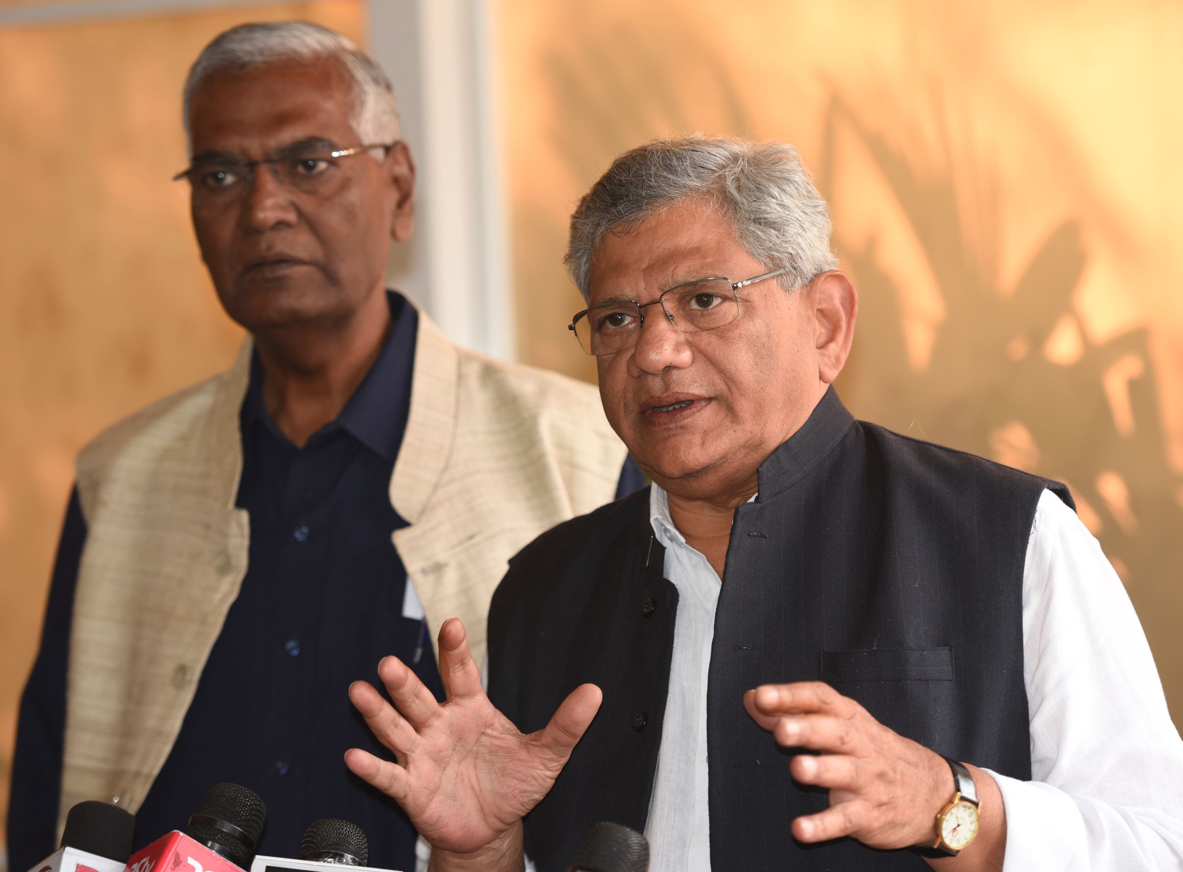 Sitaram Yechury heckled presser