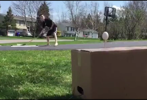 This boy's eggcellent hockey skills