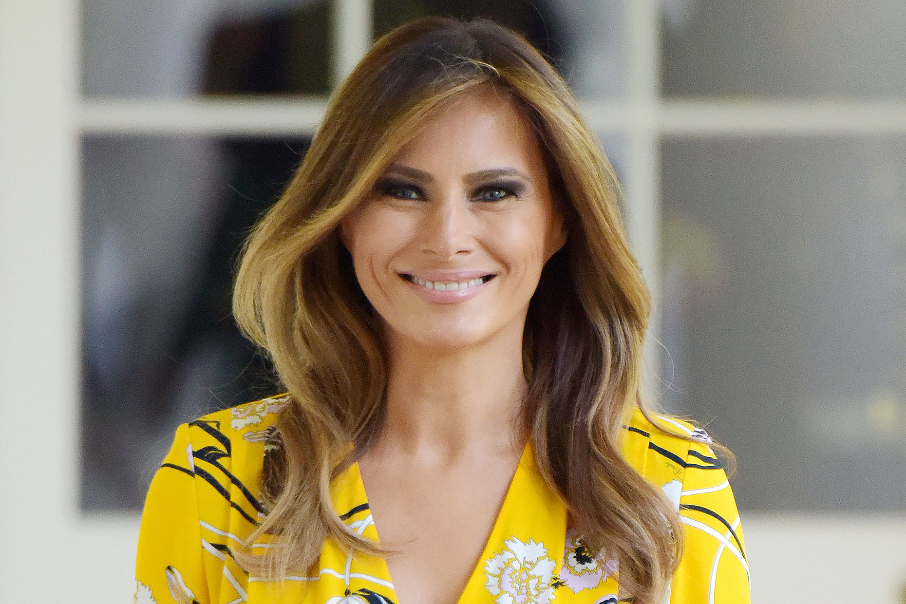 Melania's floral dress with bold