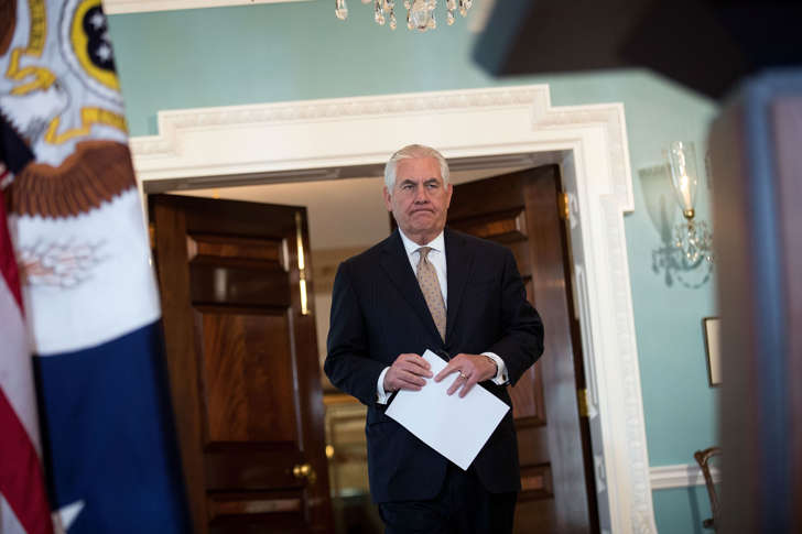 U.S. Secretary of State Rex Tillerson arrives to deliver a statement regarding Qatar at the State Department, June 9, 2017 in Washington, DC.