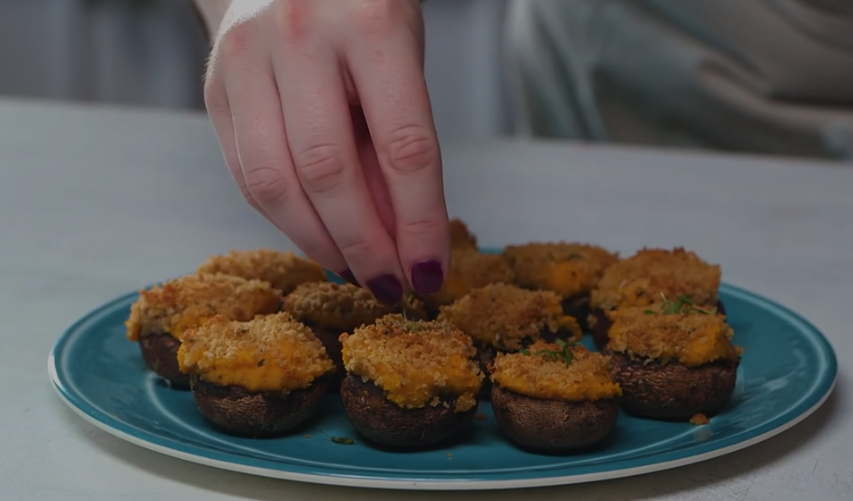 make creamy butternut squash-stuffed mushrooms