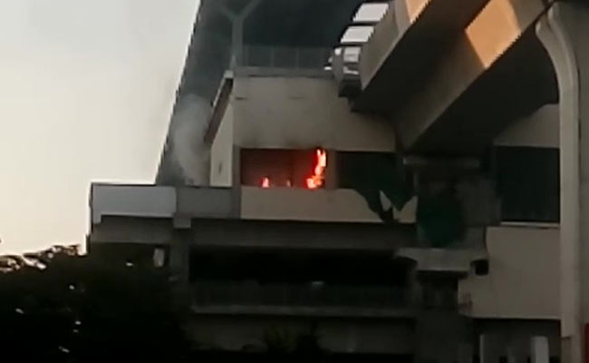 Fire breaks Metro station Hyderabad