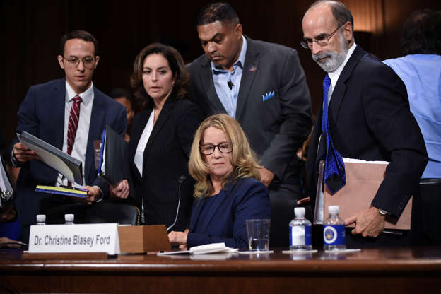 Slide 4 of 80: Christine Blasey Ford testifies in front of the US Senate Judiciary Committee confirmation hearing on Capitol Hill in Washington, DC, U.S., September 27, 2018.