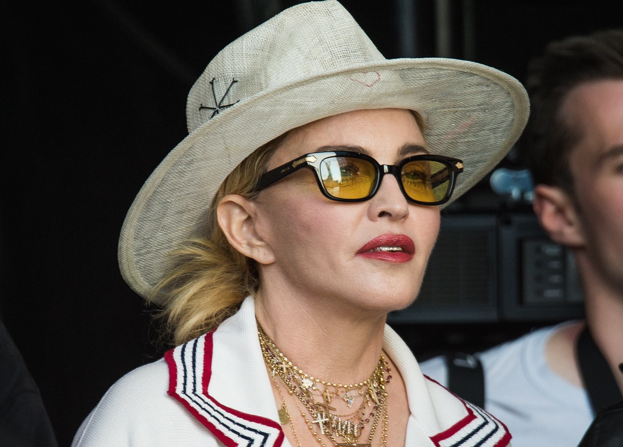 Madonna watches Migos perform during Day 2 of Wireless Festival 2018 at Finsbury Park on July 7, 2018 in London, England.