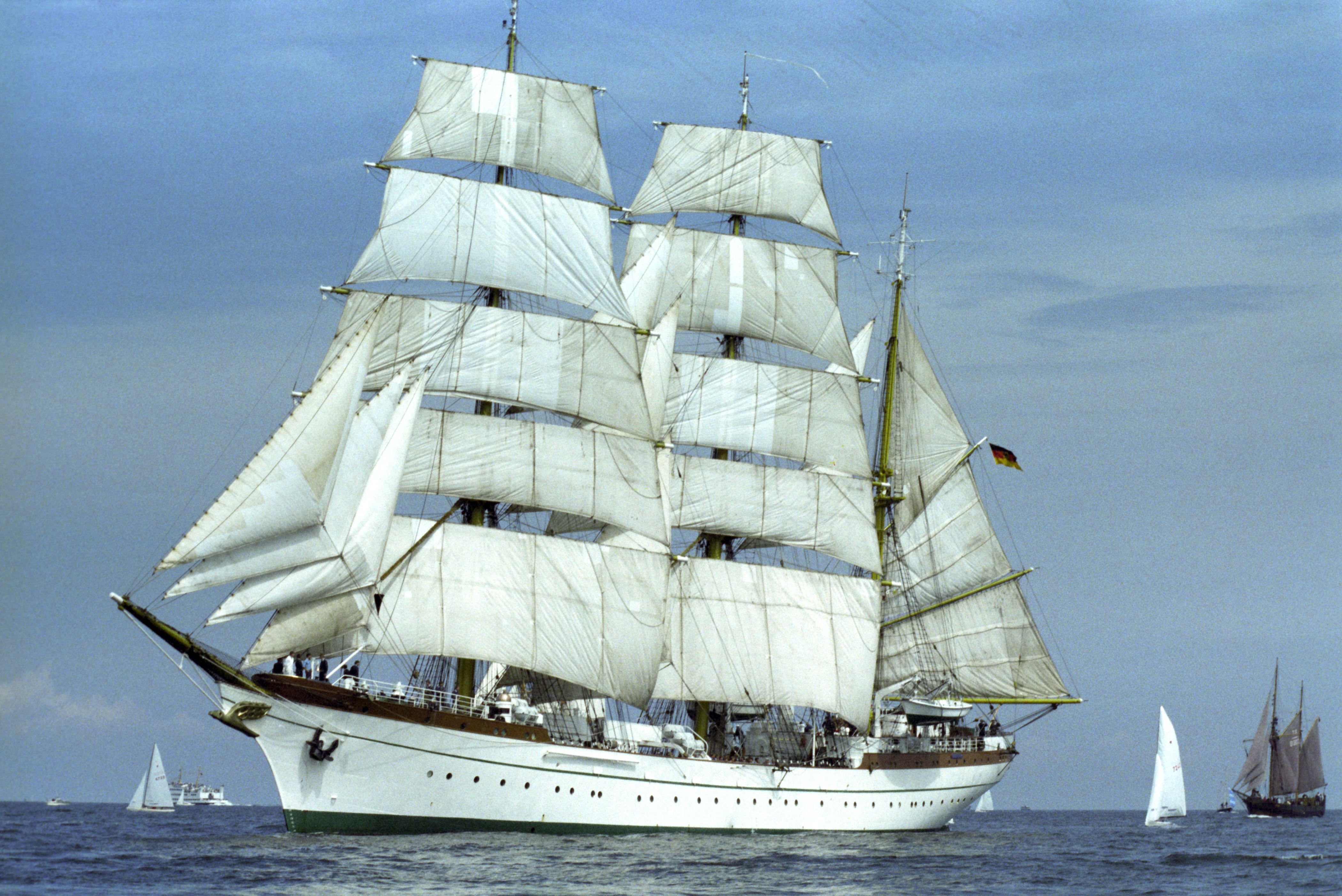 Sail training ship of the Federal marine, Gorch fock, in full sails. Picture taken on 24th June 1987. | usage worldwide (Photo by Wulf Pfeiffer/picture alliance via Getty Images)