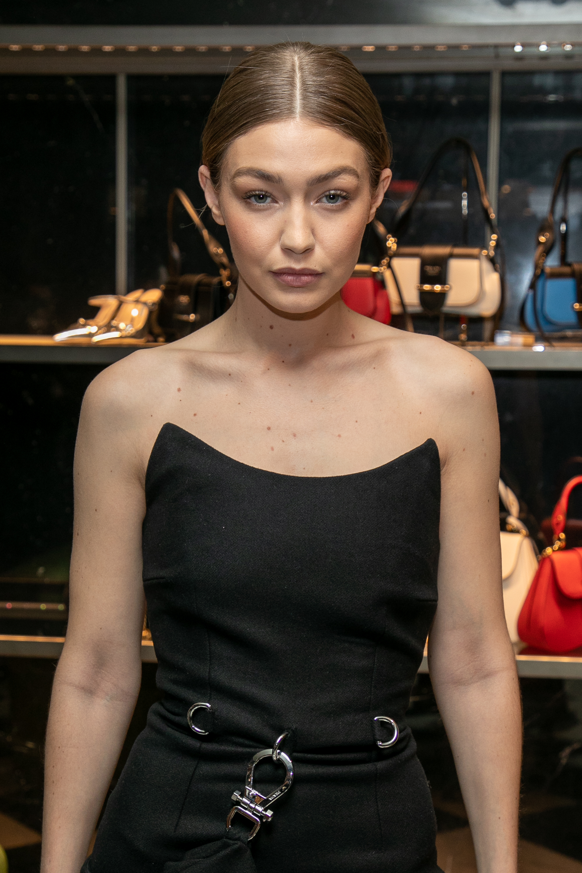 PARIS, FRANCE - FEBRUARY 27: Model Gigi Hadid attends the 'Double Exposure': Prada hosts book signing event with Willy Vanderperre at Prada Faubourg St Honoré on February 27, 2019 in Paris, France. (Photo by Marc Piasecki/WireImage)
