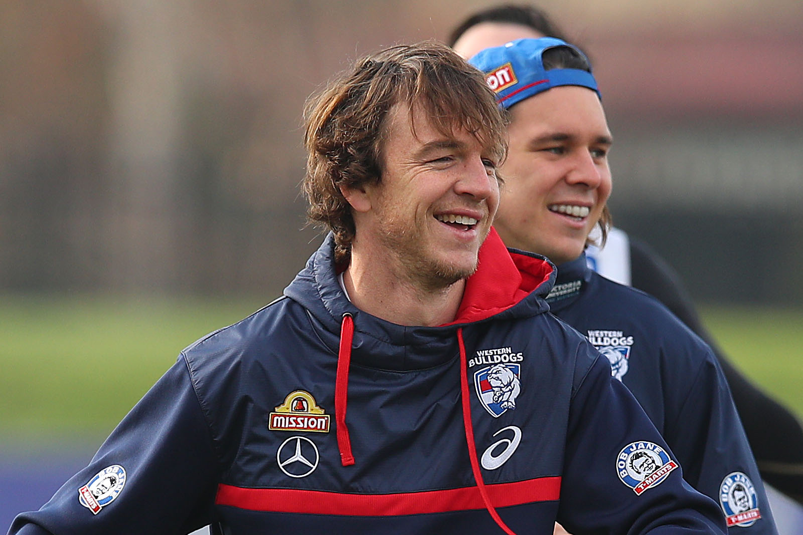 MELBOURNE, AUSTRALIA - JUNE 27:  Liam Picken of the Bulldogs smiles during a training session at Whitten Oval on June 27, 2018 in Melbourne, Australia.  (Photo by Graham Denholm/Getty Images)
