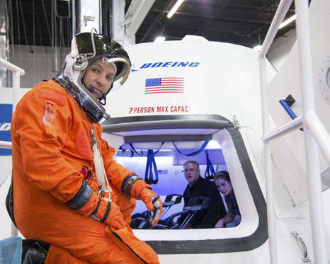 Boeings CST-100 spacecraft plans to sell o­ne ticket to space tourists who could then take a flight into zero gravity along with NASAs astronauts. The $4.2 billion, five-year contract with NASA allows Boeing to do so, said Boeings Commercial Crew Program Manager John Mulholland in September 2014. Boeing's first test launch is not expected until 2017.