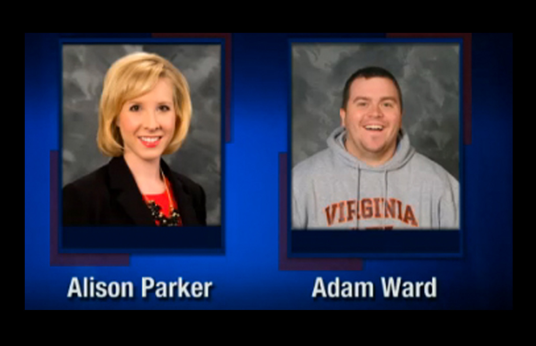 This screenshot from WDBJ-TV7, in Roanoke, Va., shows reporter Alison Parker and photographer Adam Ward. Parker and Ward were killed, Wednesday, Aug. 26, 2015, when a gunman opened fire during a live on-air interview in Moneta, Va. (Courtesy of WDBJ-TV7 via AP)