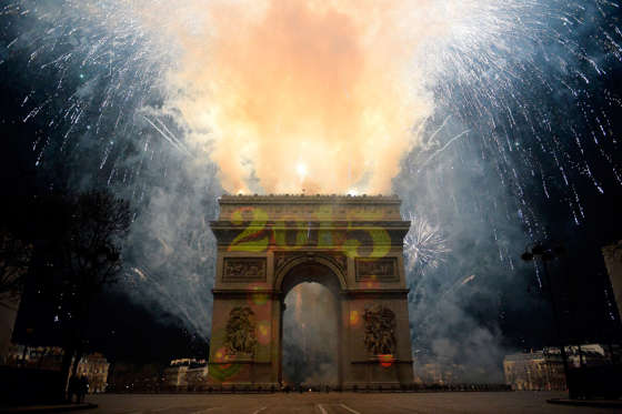 PARIS, FRANCE - DECEMBER 31: A general view of the Arc de Triomphe during the New Year's Celebration on the Champs-Elysees on December 31, 2014 in Paris, France. (Photo by Aurelien Meunier/Getty Images)