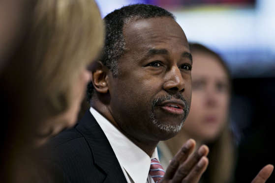 Republican presidential candidate, Ben Carson, speaks during a Bloomberg Politics interview in Des Moines, Iowa, U.S., on, Jan. 27.