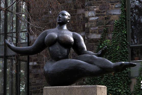 View of a sculpture entitled 'Floating Figure' (by Gaston Lachaise, 1927) in the Graduate College's Compton Court on the campus of Princeton University, Princeton, New Jersey, November 27, 2011. (Photo by Oliver Morris/Getty Images)