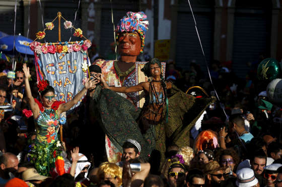 Revellers take part in an annual block party known as "Ceu na Terra" (Heaven on Earth), one of the many carnival parties to take place in the neighbourhoods of Rio de Janeiro February 6, 2016.