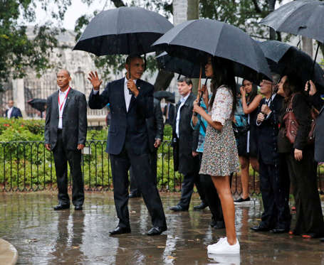 President Obama lands in Cuba