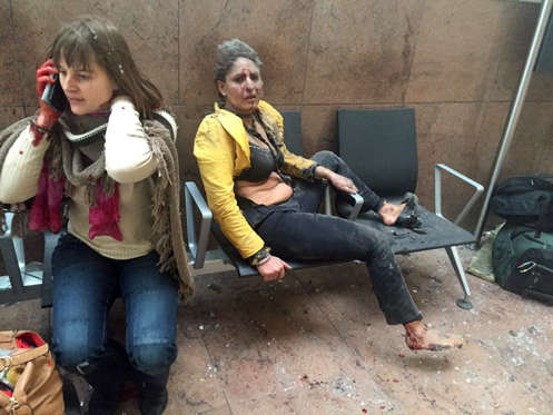 Two women wounded at the Brussels Airport.