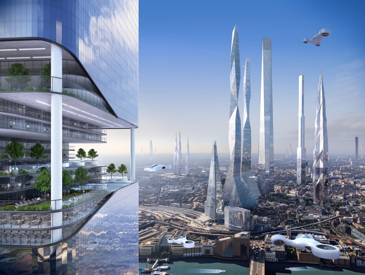 Diapositiva 3 de 7:A space port is a super tall building that would support a rocket launch.

Pearson said launching a rocket from a space port would result in a shorter trip and would require less fuel, hence its appeal.

<a href="http://www.techinsider.io/samsung-smartthings-report-on-cities-in-100-years-2016-2">The Samsung report</a> reasons that massive autonomous drones will transport people to different floors because elevators will be difficult in buildings this tall.</p>
<p>«></p>
<h2 class=