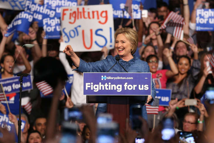 Democratic presidential candidate former Secretary of State Hillary Clinton speaks to her supporters during her Primary Night Event at the Palm Beach County Convention Center on March 15, 2016 in West Palm Beach, Florida. Hillary Clinton and Sen. Bernie Sanders (D-VT) are battling for the Democratic presidential nomination.