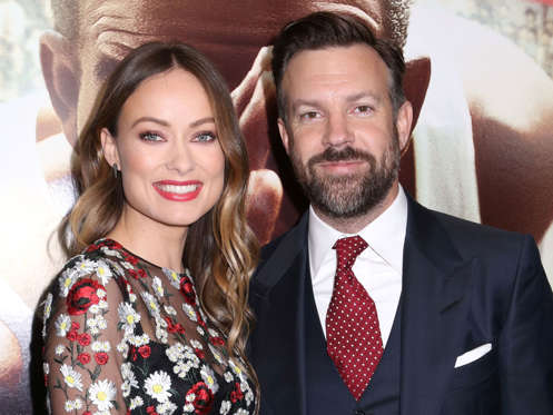 Olivia Wilde, left, and Jason Sudeikis attend a special screening of Focus Features' "Race" at the Landmark Sunshine Cinema on Wednesday, Feb. 17, 2016, in New York. (Photo by Greg Allen/Invision/AP)
