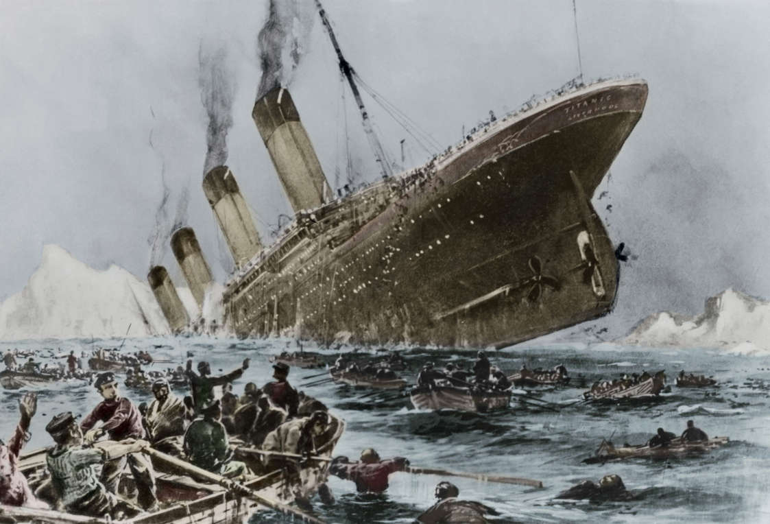 <p>Painting by Willy Stoewe of the sinking of the Titanic.</p>
