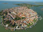 Italy, Venice, Burano, Aerial view of Burano island