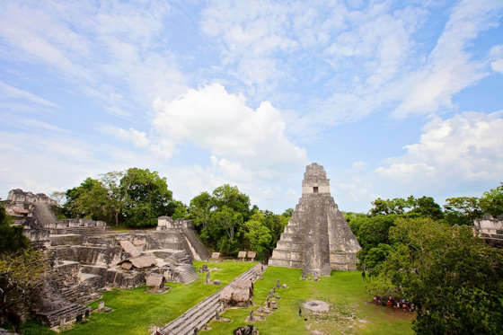 Looking out over the Grand Plaza in the Tikal National Park.