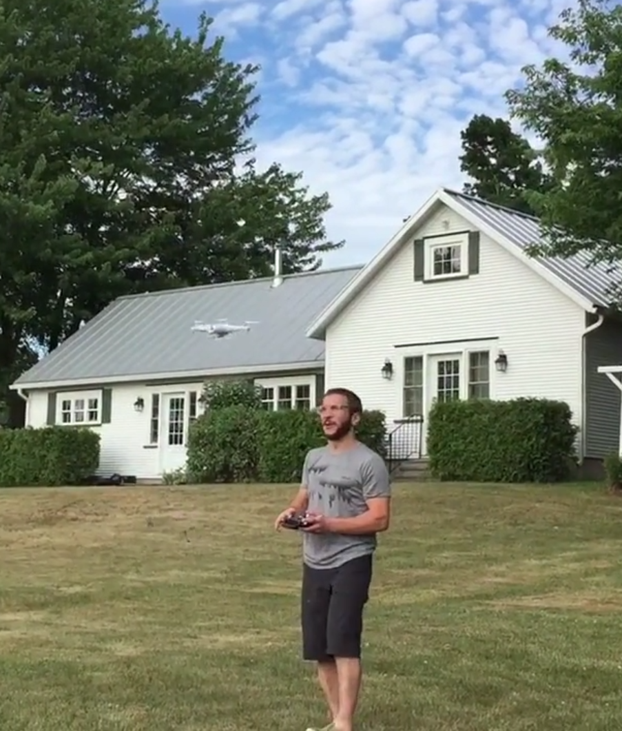 performs tricks with drone