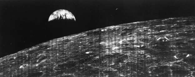 On Aug. 23, 1966, the world received its first view of Earth taken by a spacecraft from the vicinity of the Moon. The photo was transmitted to Earth by the Lunar Orbiter I and received at the NASA tracking station at Robledo De Chavela near Madrid, Spain. The image was taken during the spacecraft's 16th orbit.

Image credit: NASA