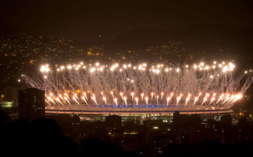 Fireworks explode over Maracana stadium during the closing ceremony of the 2016 Summer Olympic Games in Rio de Janeiro, Brazil, Sunday Aug. 21, 2016. (AP Photo/Leo Correa)