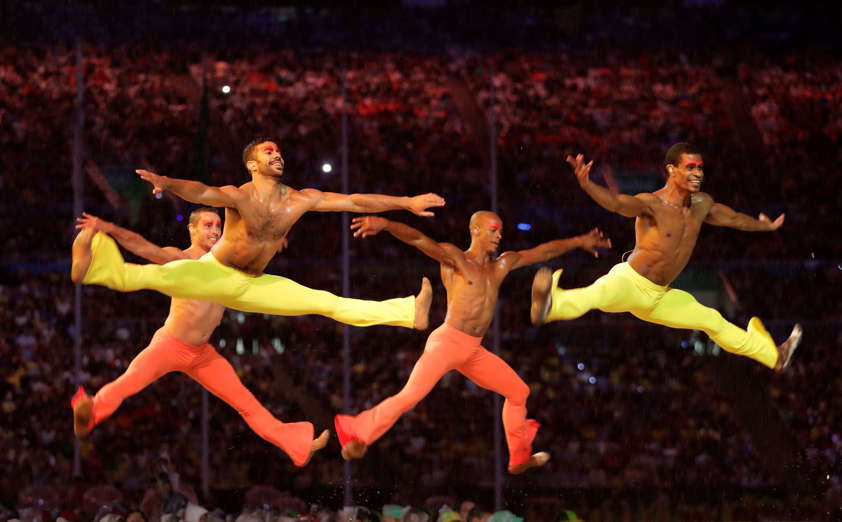 Dancers perform during the closing ceremony in the Maracana stadium at the 2016 Summer Olympics in Rio de Janeiro, Brazil, Sunday, Aug. 21, 2016.