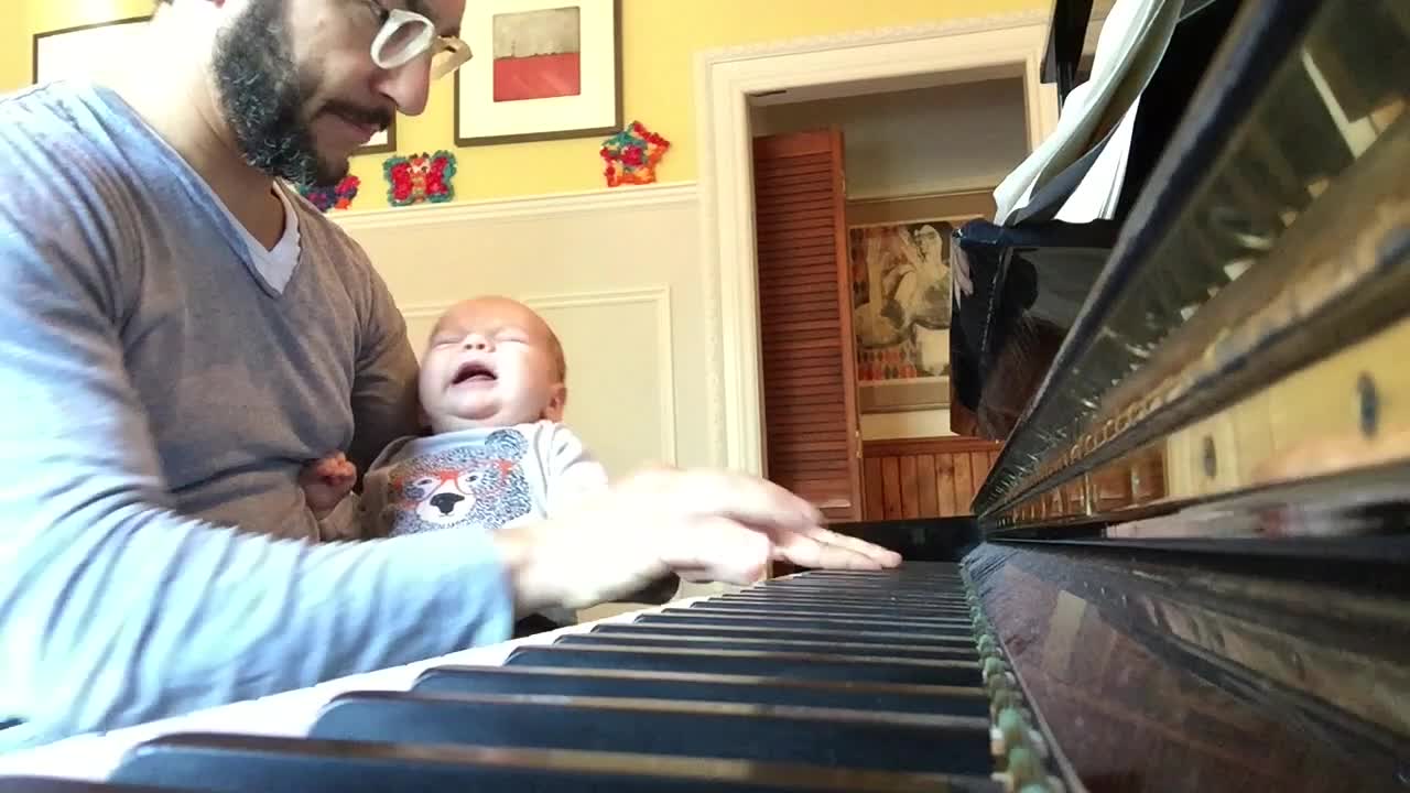 Sending a baby to sleep with piano cover of Coldplay's Fix You