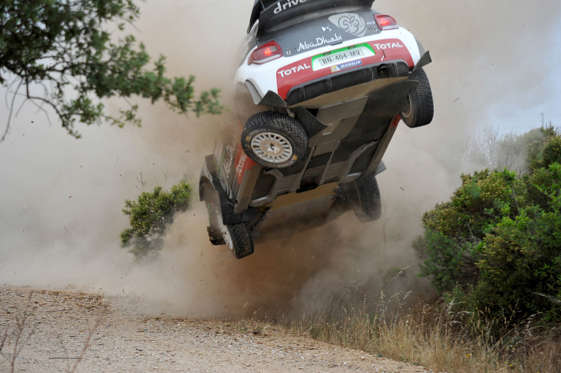 Slide 28 of 34: ALGHERO, ITALY - JUNE 12:  Kris Meeke of Great Britain and Paul Nagle of Ireland crashed their Citroen Total Abu Dhabi WRT Citroen DS3 WRC during special stage n°2 'Grighine Sud' during Day One of the WRC Italia Sardinia on June 12, 2015 in Alghero, Ital