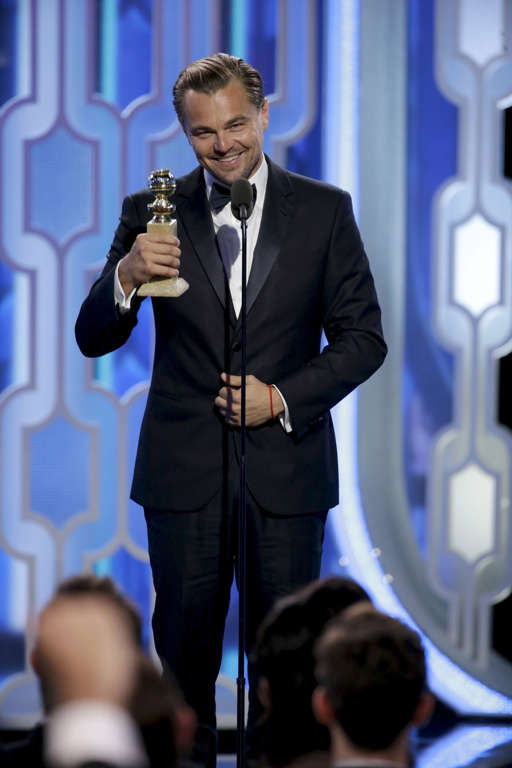 Leonardo DiCaprio holds the Best Actor, Motion Picture, Drama, award for "The Revenant" at the 73rd Golden Globe Awards in Beverly Hills, California January 10, 2016. REUTERS/Paul Drinkwater/NBC Universal/Handout For editorial use only. Additional clearance required for commercial or promotional use. Contact your local office for assistance. Any commercial or promotional use of NBCUniversal content requires NBCUniversal's prior written consent. No book publishing without prior approval.      TPX IMAGES OF THE DAY      - RTX21SBD
