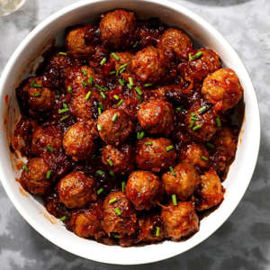 I tried these meatballs at a birthday party for a friend, and now I make them all the time. They are super easy to make and perfect for a party or a Sunday afternoon football game. —Lisa Castelli, Pleasant Prairie, Wisconsin  Go to Recipe 