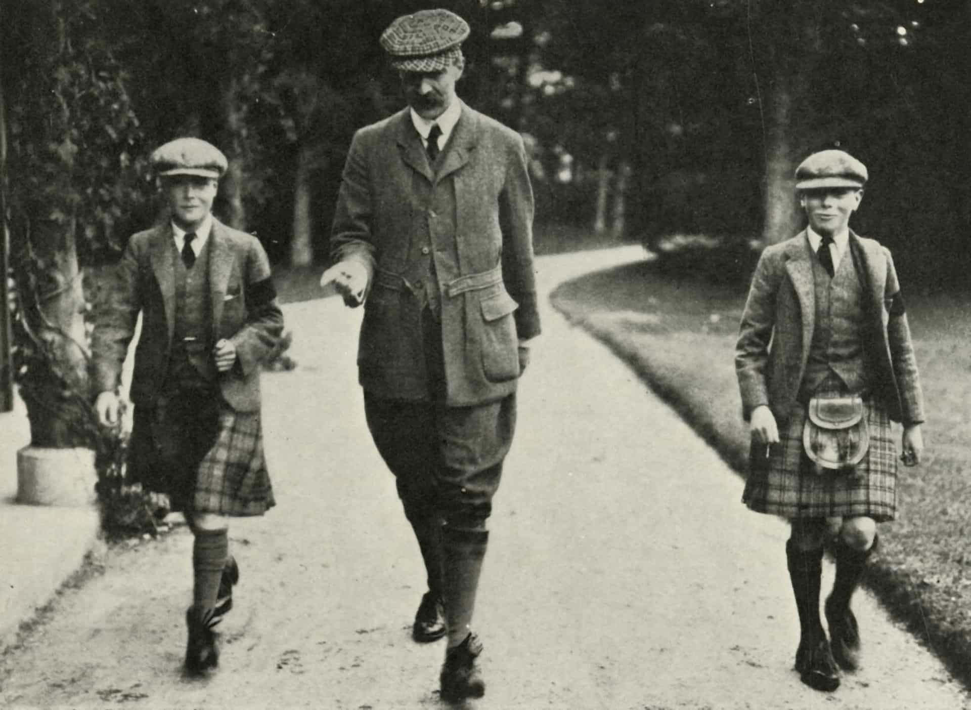<p>Prince Albert, the future King George VI, and Prince Edward, who as King Edward VIII would <a href="https://www.starsinsider.com/celebrity/259620/the-dark-secrets-of-the-british-royal-family" rel="noopener">abdicate</a> the British throne in 1936, are seen pictured with their tutor at Balmoral, Scotland, in 1911.</p>