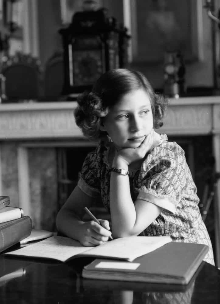 <p>Pictured on June 22, 1940 is Princess Margaret, younger daughter of King George VI and Queen Elizabeth, in the schoolroom at Buckingham Palace.</p>