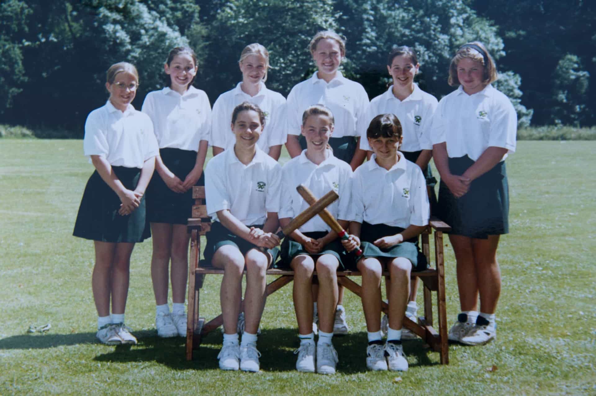 <p>The future Duchess of Cambridge, <a href="https://www.starsinsider.com/celebrity/506751/the-many-possible-professions-of-kate-middleton" rel="noopener">Kate Middleton</a> (front row, left) is pictured at St Andrew's School in Pangbourne, Berkshire, England c. 1991 in a sports team photograph.</p>