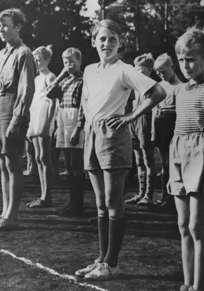 <p>Eight-year-old Prince Harald of Norway, only son of Crown Prince Olav and Crown Princess Martha, follows his fathers "sporting footsteps" at school in Oslo in 1946.</p>